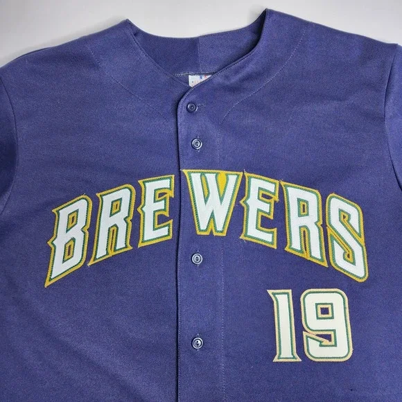 Vintage Majestic Milwaukee Brewers Robin Yount Blue GreenJersey USA Size Large